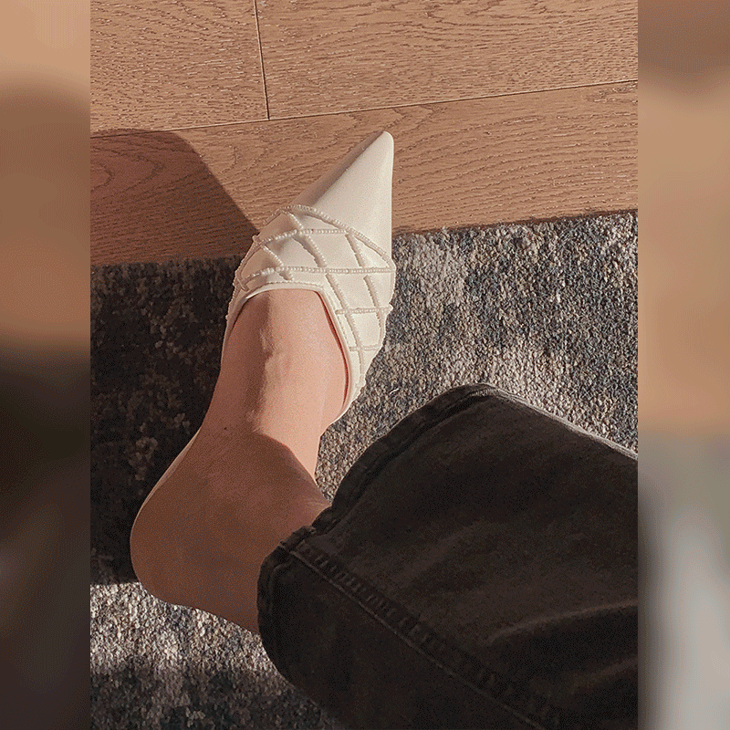 second-edition-진주트위드뮬 shoes♡韓國女裝鞋