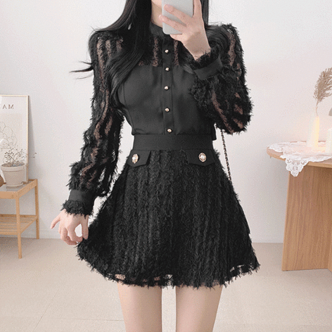 j_blin-밍부 레이스 투피스(블라우스+스커트 별도구매)♡韓國女裝套裝