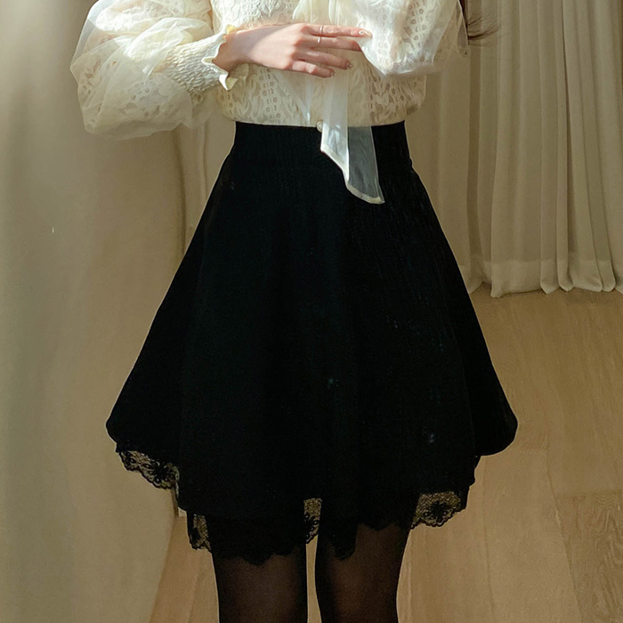 myfiona-제리 레이스 밑단 A라인 스커트 a2139 - 러블리 로맨틱 1위 쇼핑몰 피오나♡韓國女裝裙