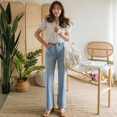 leelin-[쿨품은 세련진 롱 부츠컷 밴드 팬츠 [size:S,M,L]]♡韓國女裝褲