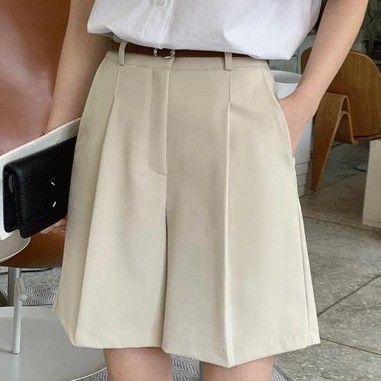 attrangs-아뜨랑스 - mps401 클래식한 디자인의 핀턱 슬랙스 반바지♡韓國女裝褲